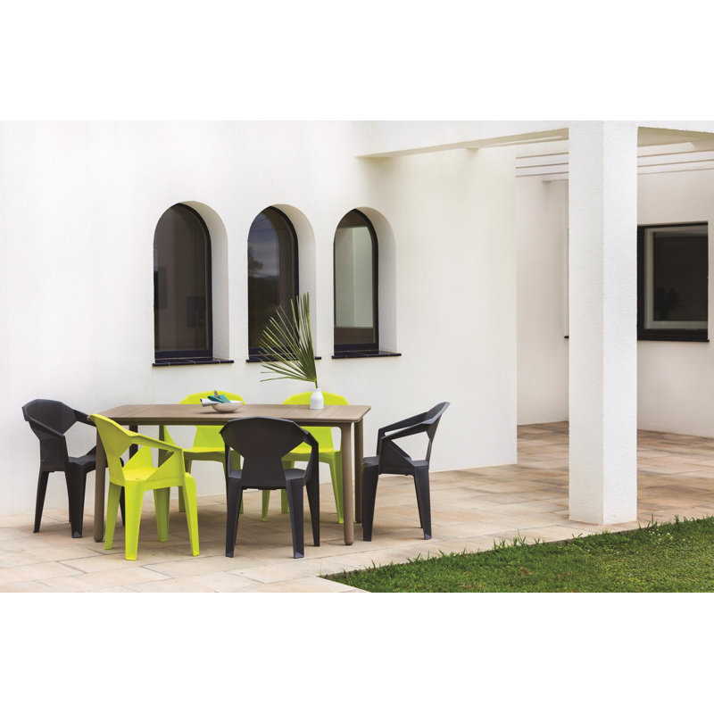 Noa Outdoor Dining Table, Dark Gray
