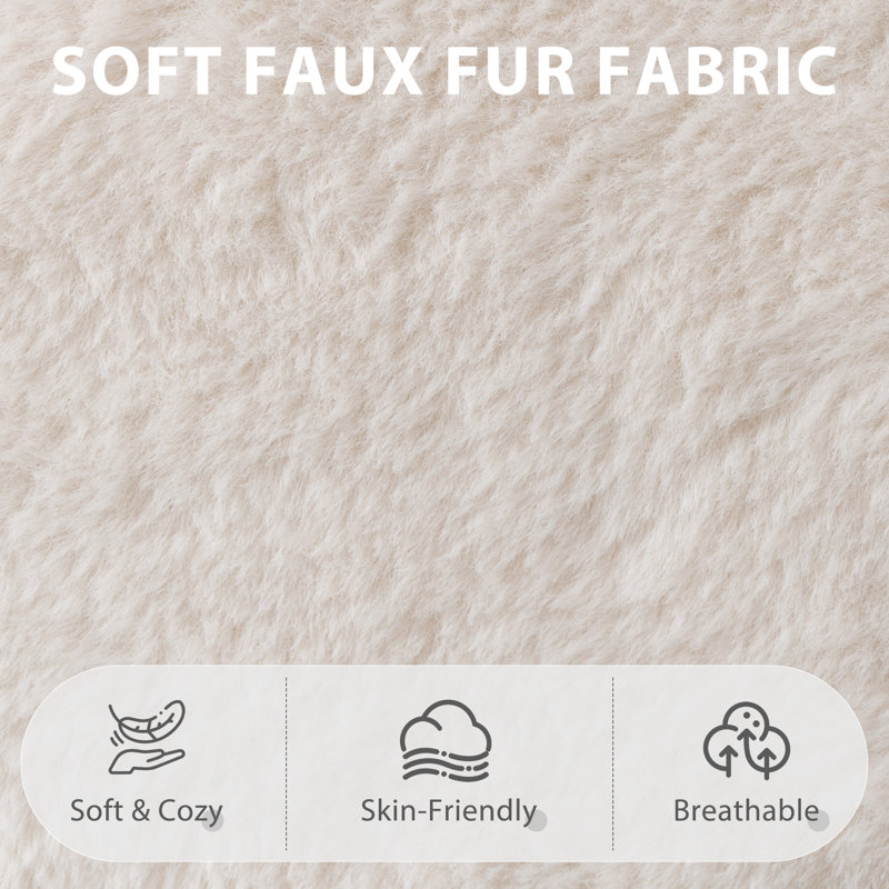 Pouf fauteuil, Fausse fourrure beige