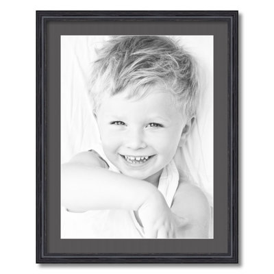 Black Wood Matte Picture Frame with Mat