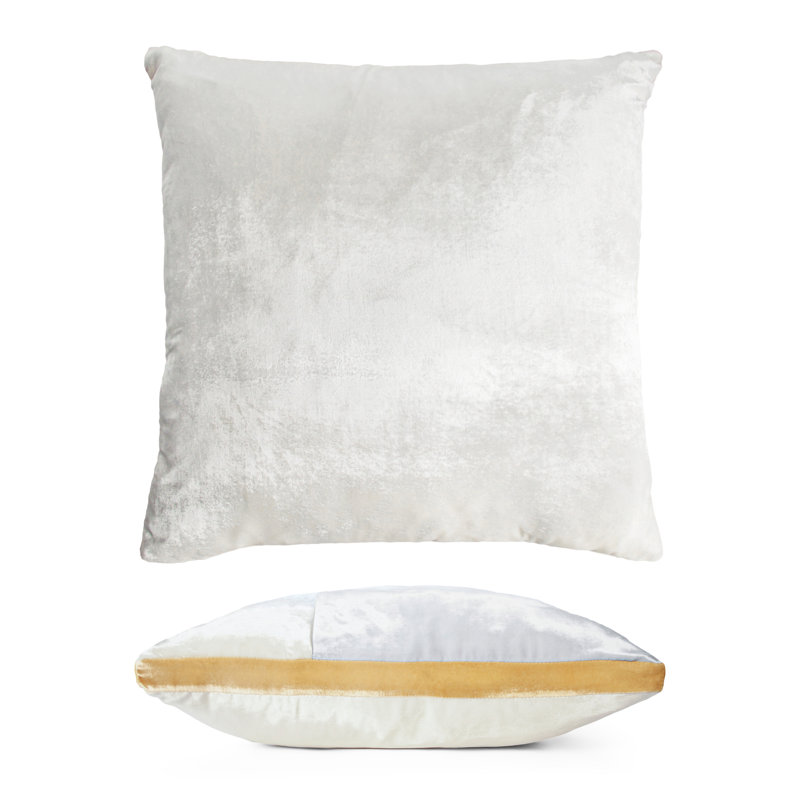 Large Rectangle Velvet Pillow Cover & Insert, Square 22", White