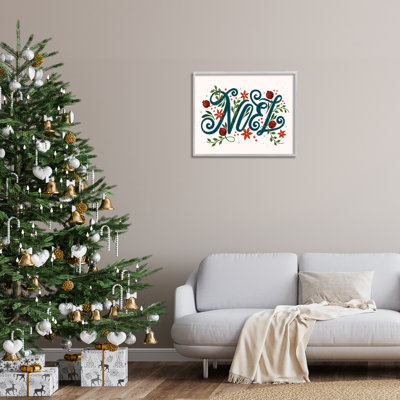 Noel with Rustic Winter Botanicals, art de la giclée encadrée, design par Loni Harris