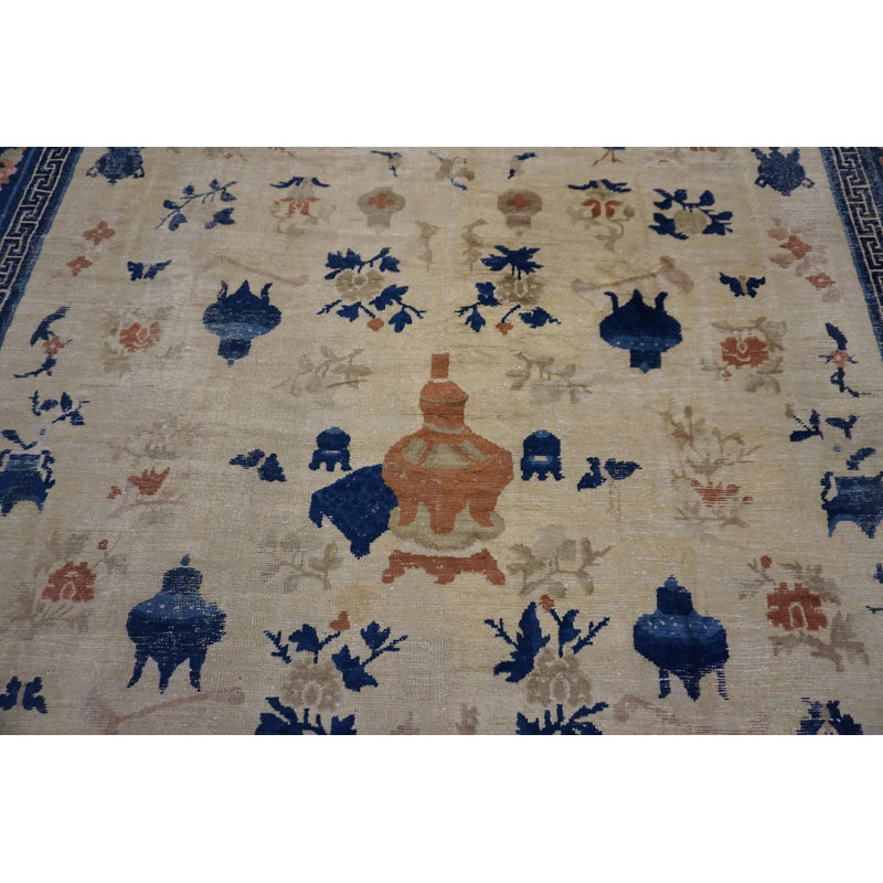 Antique Large Chinese - Ningxia Chinese Allover Floral Knotted Rug