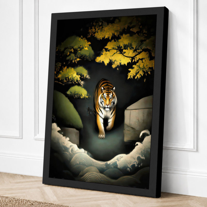 Tiger In Layered Light Modern - Print, 30x20 - 76.2 x 50.8 cm, Black Border