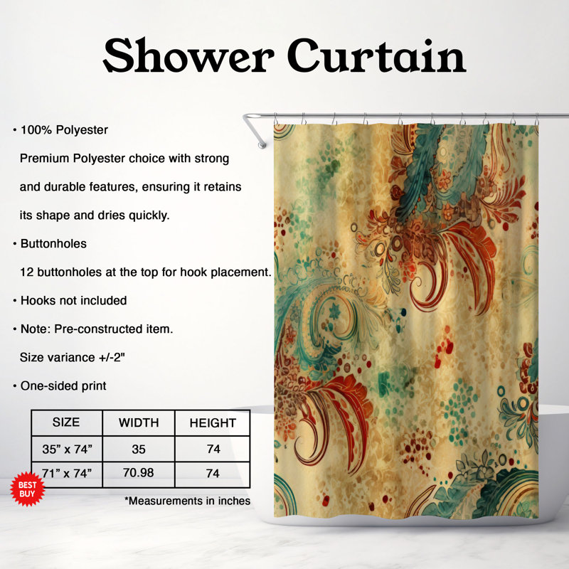 Rideau de douche Timeless Swirls - Premium, H 74 po x l 71 po