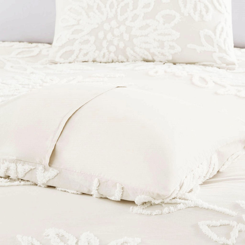 Ensemble de housse de couette à motif floral en chenille capitonnée 3 pièces pour lit double / grand