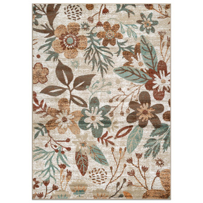 Beige Multi Garden Floral Area Rug