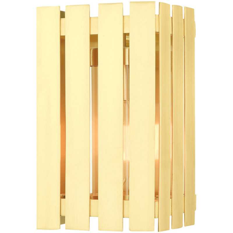 Solid Brass Wall Light, Satin Brass, 10" H x 6" W x 6" D