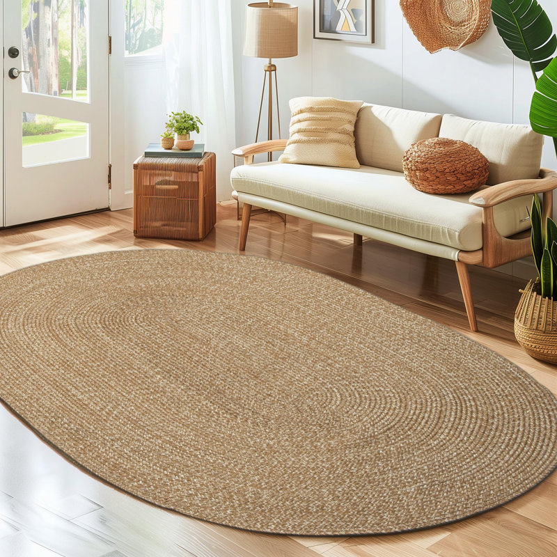 Elizondo Faux Fur Gingham Indoor Rug, Oval 8' x 10'