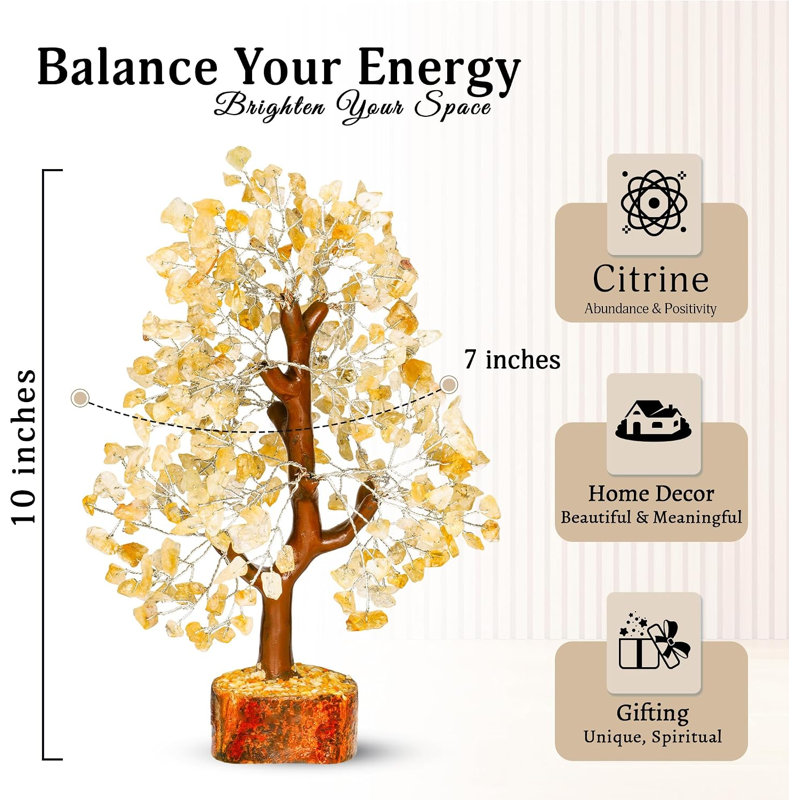 Citrine Crystal Tree - Feng Shui Chakra Decor - Spiritual Home Office Decoration - Gemstone Crystal Stone - Good Luck Gifts