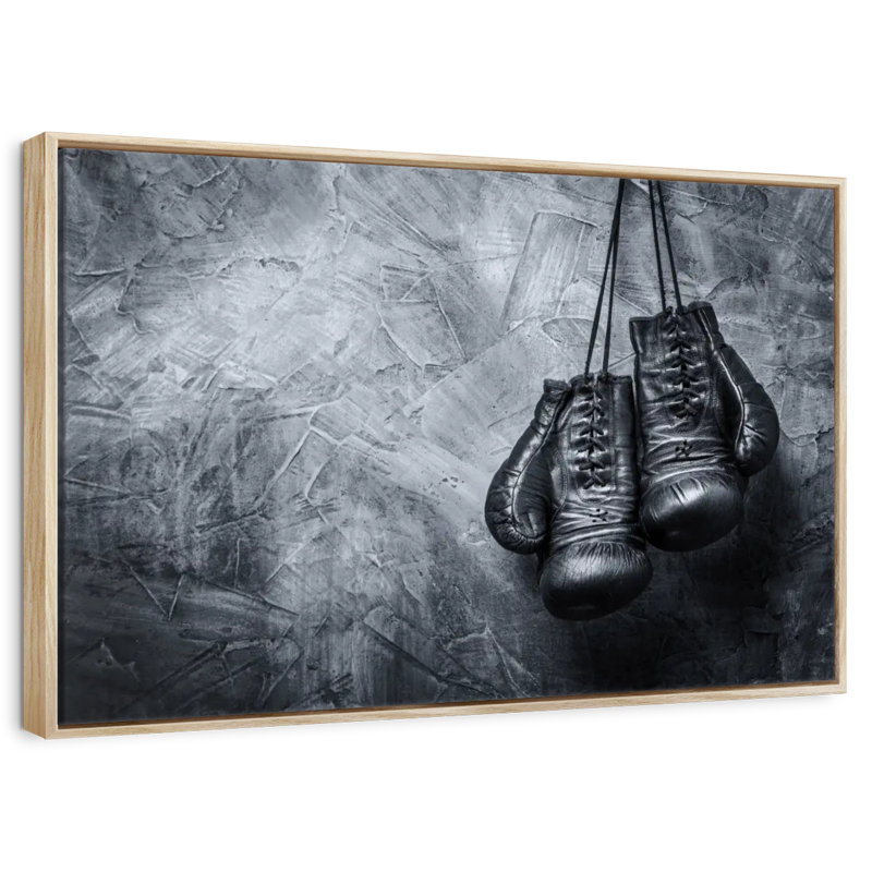 Gants de boxe, Cadre flottant en bois naturel, 46 po x 31 po