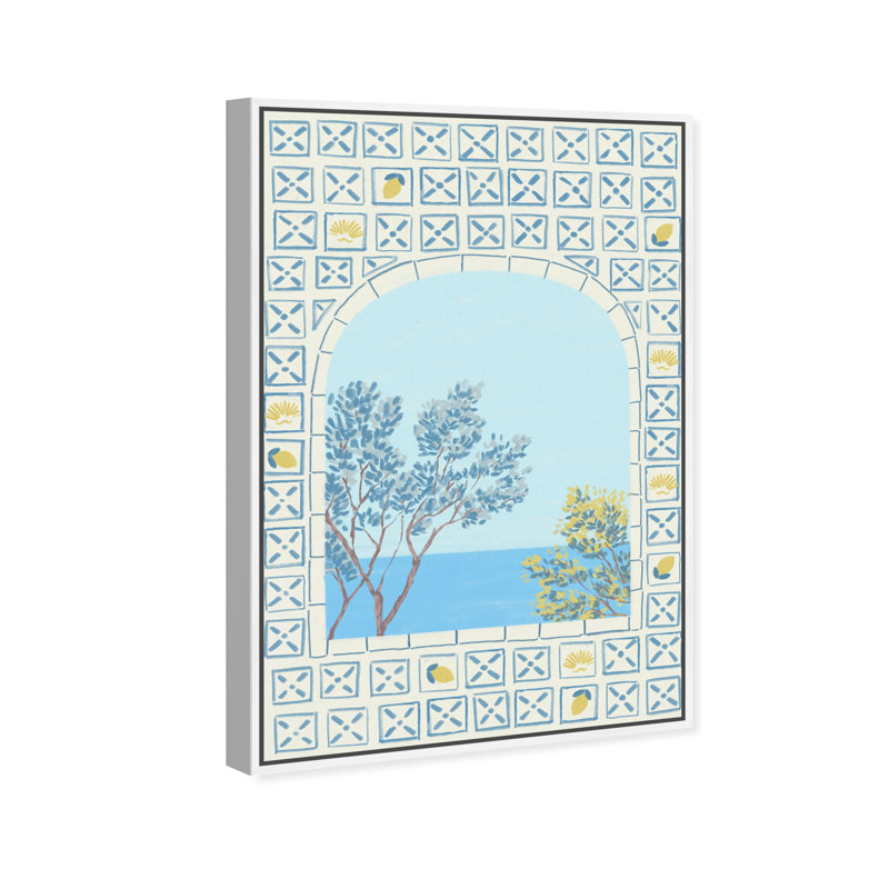 Mediterranean Window Print by Oliver Gal, 16"H x 11"W, White Floater Frame