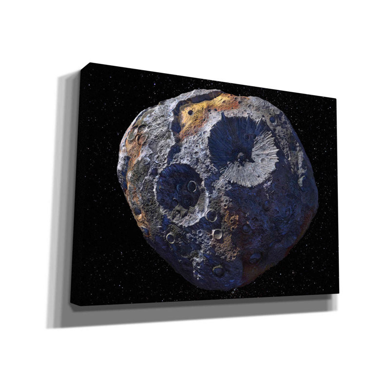 Asteroïde - peinture sur toile tendue, H 12 po x l 16 po x P 0,75 po