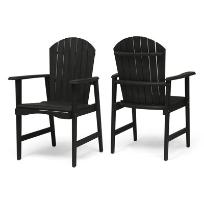 Outdoor Weather Resistant Acacia Wood Adirondack Dining Chairs (Set of 2), Dark Gray Finish