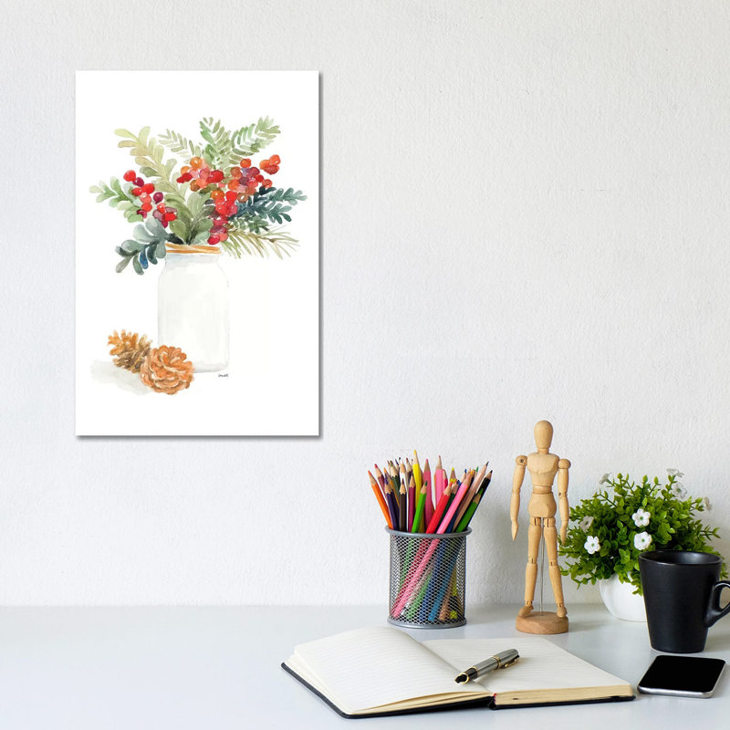 «Mason Jar Of Christmas» par Lanie Loreth - peinture sur toile tendue, H 12 po x l 8 po x P 0,75 po