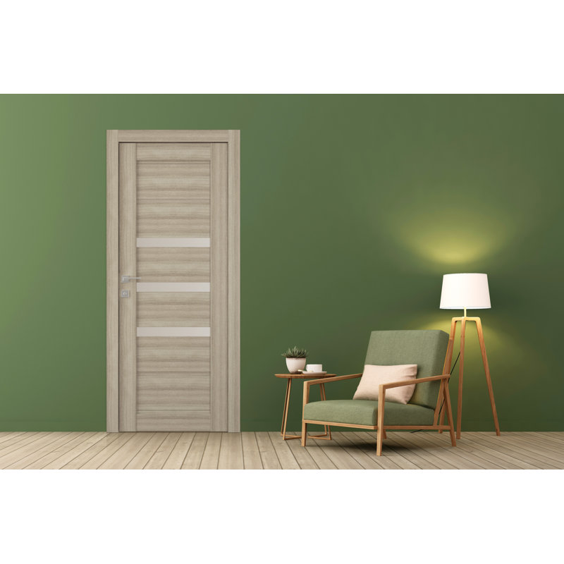 Porte standard en bois manufacturé lambrissé et verre préfini, Pin, 24 po x 96 po