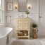 Meuble-lavabo de 20 po avec lavabo en céramique, armoire de rangement avec tablette ouverte, armoire de salle de bain rétro avec 2 tiroirs-269184624