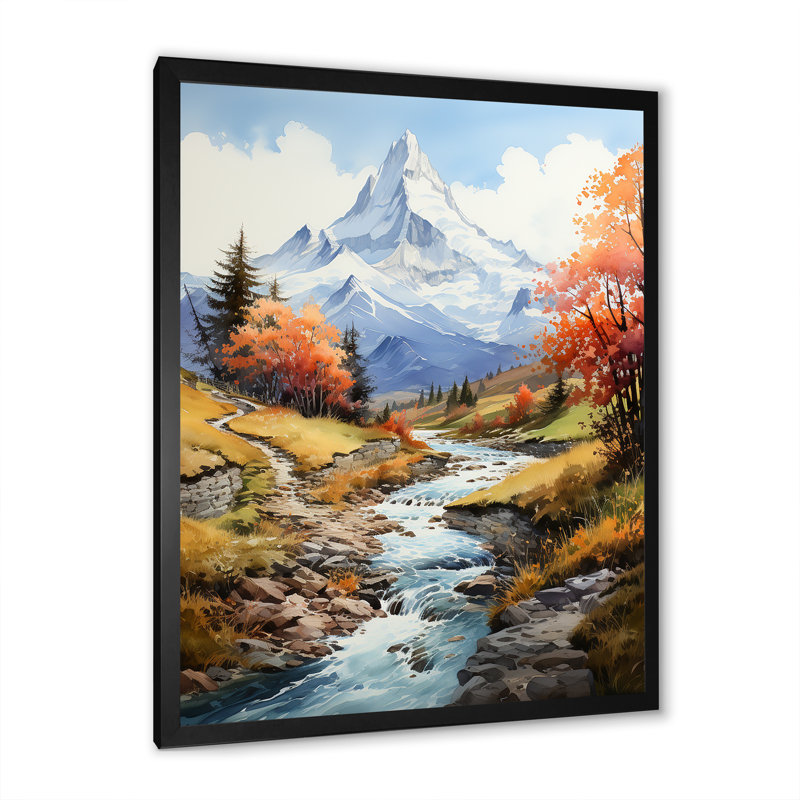 «Mountain Summit Serenity Creek II», reproduction sur toile, Cadre simple noir, H 40 po x l 30 po x P 1,5 po