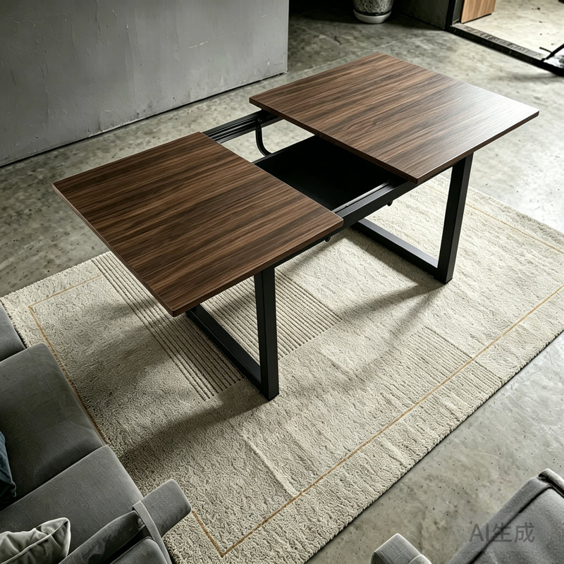 Table de salle à manger extensible avec pieds en métal - Table convertible peu encombrante, Noyer / noir