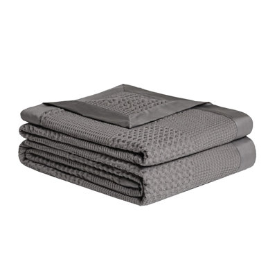 Cotton Waffle Blanket with Cotton Sateen Border