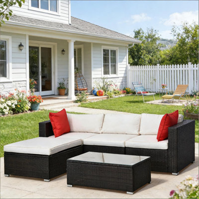 Modern Outdoor Furniture Conversation Sets,5-Piece Patio Furniture Set,Outdoor Sectional Sofa Set