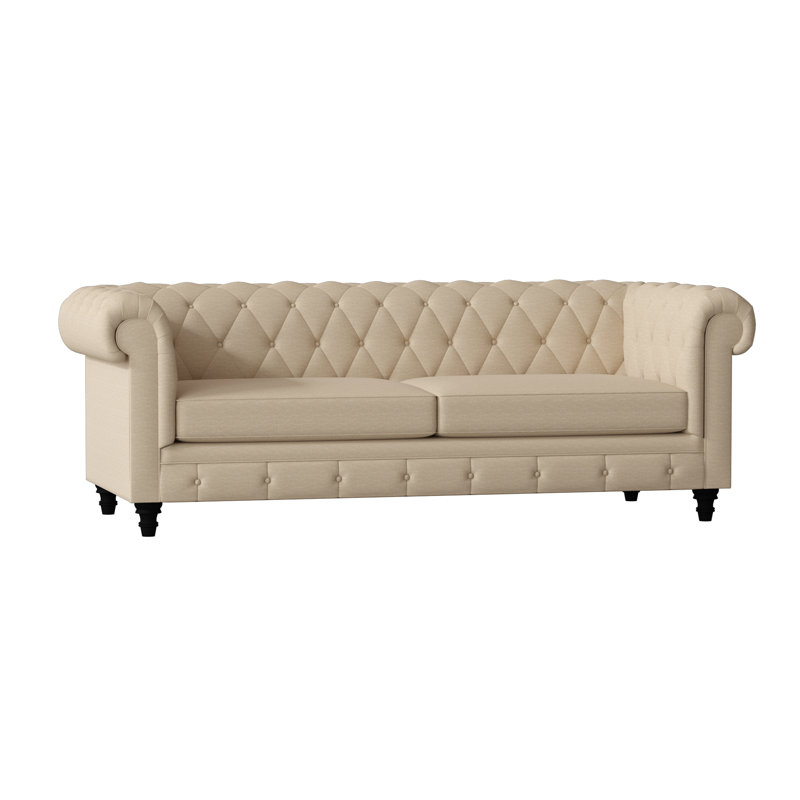 Canapé Chesterfield à accoudoirs roulés, 84 pouces, Bisque Key, Naturel
