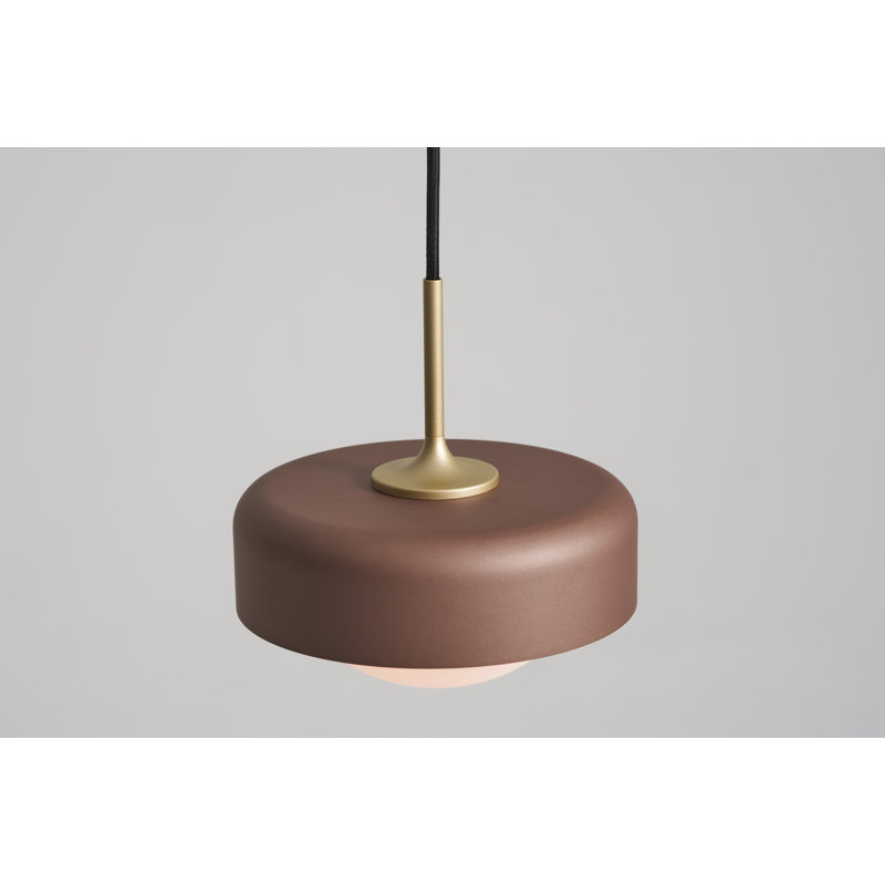 Luminaire suspendu tambour 1 lumière DEL Pensee, Perle cacao