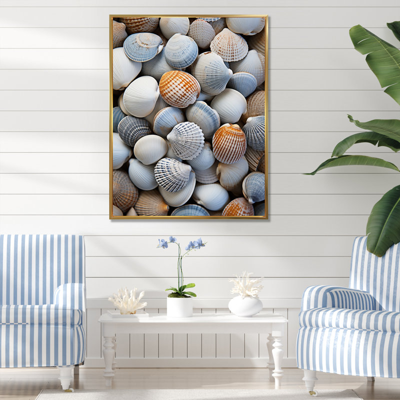 " Beach Photo Seashell Beauty V ", 44" H x 34" W x 1.5" D, Gold Floater Framed