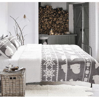 Ensemble d'édredon réversible en microfibre gris Emete 3 pièces