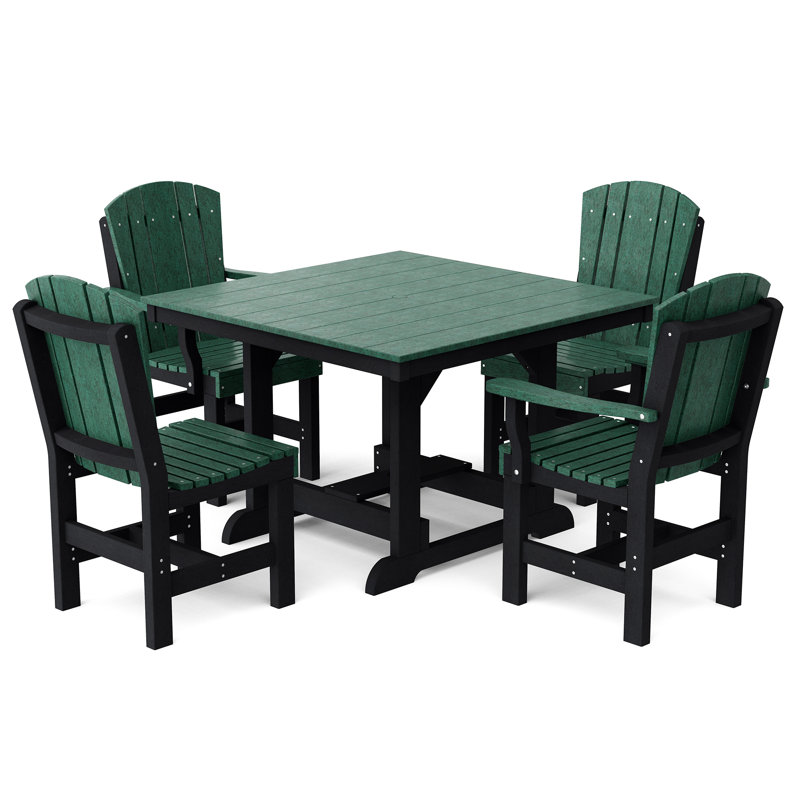Heritage 5-Piece 44" x 44" Dining Set, Turf Green/Black