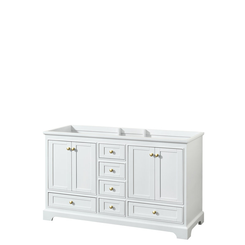 Base de meuble-lavabo double 59,25 po Deborah, Blanc / or