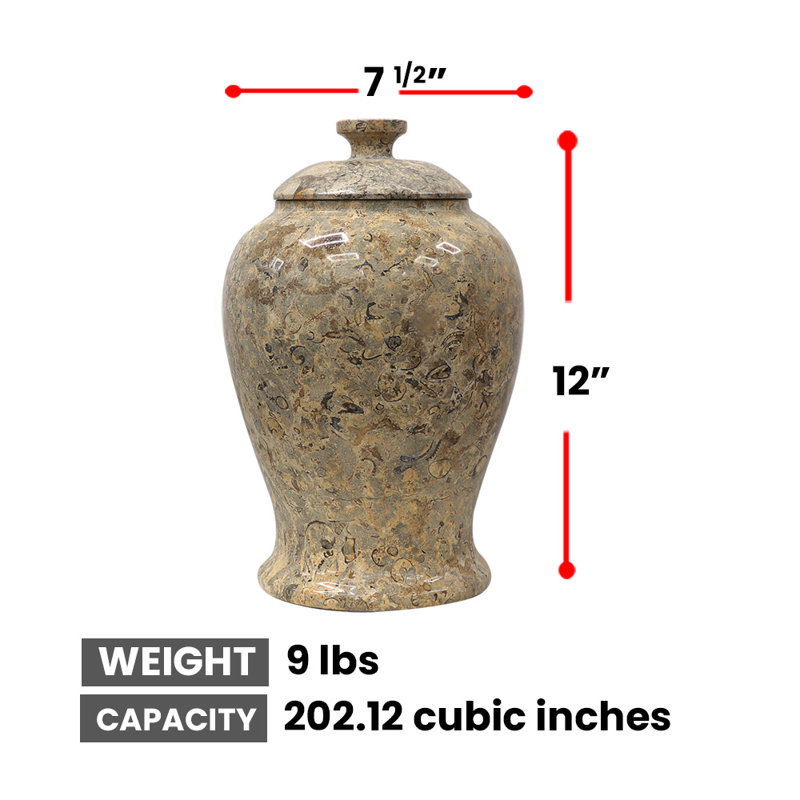 Natural Marble Decorative Urn, Adult Size, Morganstein, Moss Green