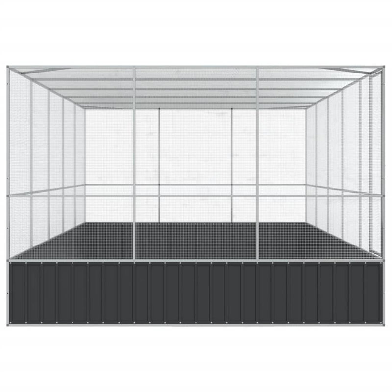 Silver Steel Aviary with Extension 203.9" x 120.9" x 83.5"