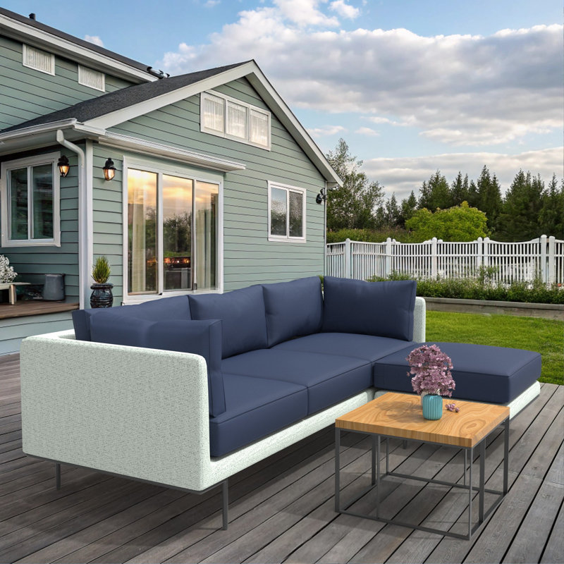 Sunbrella Outdoor Sectional Sofa Replacement Cushions Set, 5 Inch, Canvas Navy