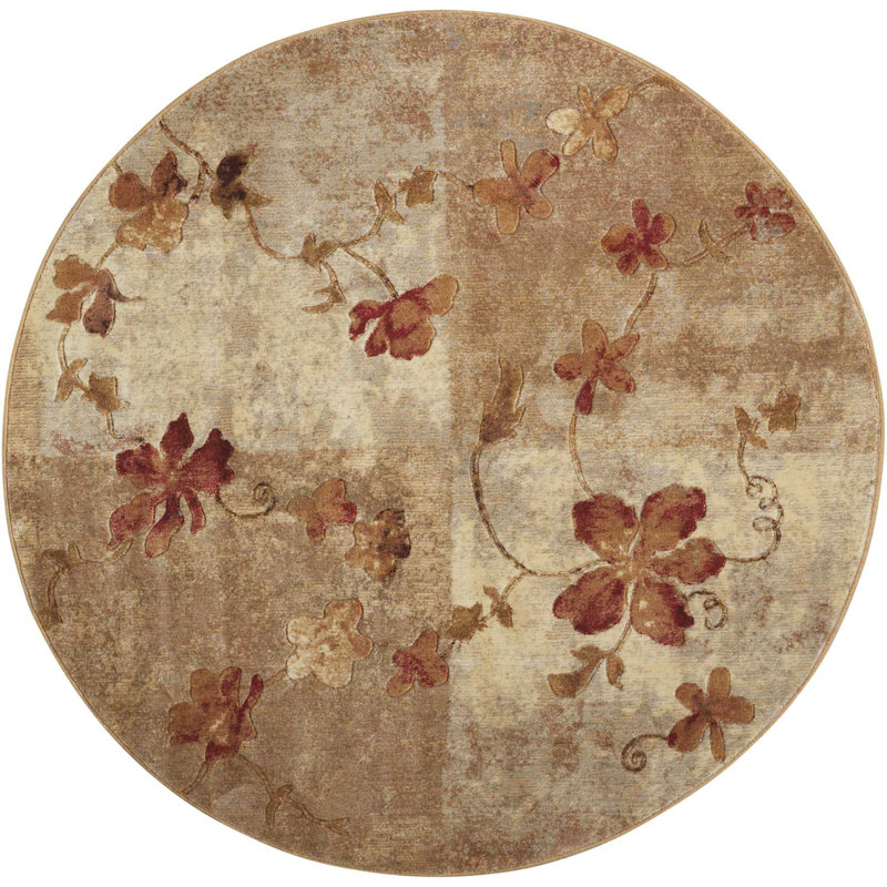 Floral Indoor Rug, Round 5'6"