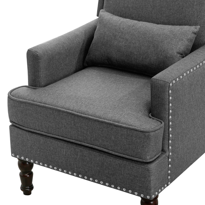 Arafa Upholstered Armchair, Carbon Gray Linen