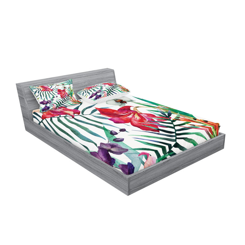 Multicolore drap-housse et taies décoratives Ambesonne, Ensemble de draps pour grand lit + 5 pièces suppl