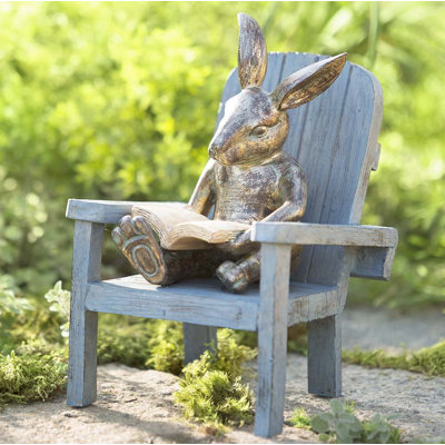 Statue de jardin lecture de lapin