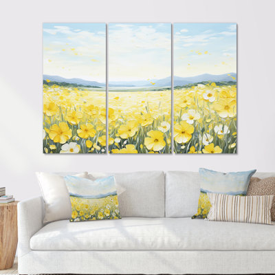 Buttercups Floral Array Field II - Flower Art Wall Art, ensemble d'impression