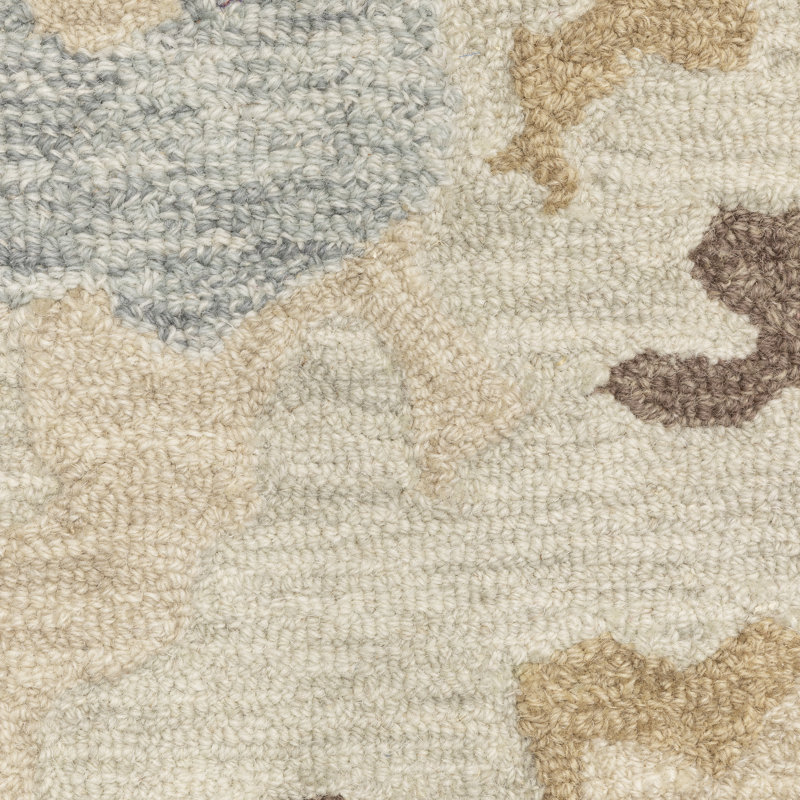 Tapis beige / bleu à motif abstrait en laine Renli, Rectangle 10 pi x 13 pi