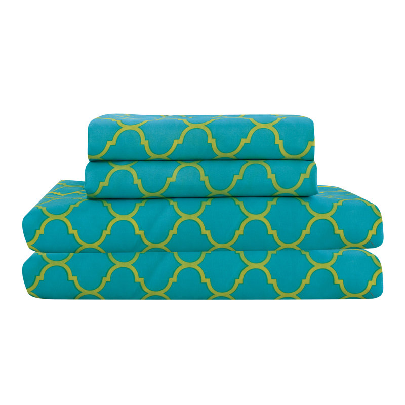  Ensemble d'édredon réversible moderne et contemporain en microfibre bleu / jaune, Édredon double + 4 pièces supplémentaires