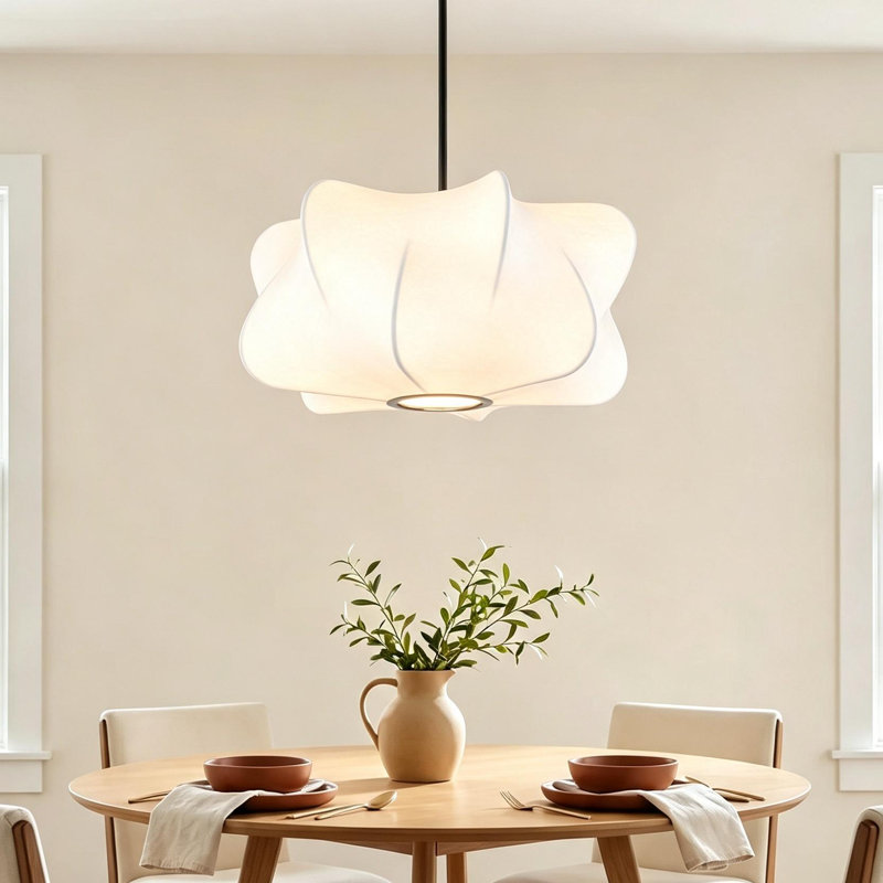 Luminaire suspendu pour îlot de cuisine 1 lumière en soie