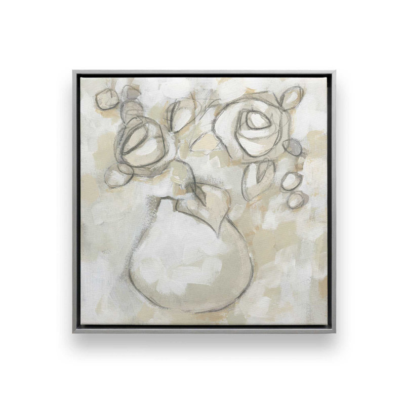Impression sur toile, "Bouquet Sketch Impression I" par June Erica Vess, H 36 po x l 36 po, Argent argent