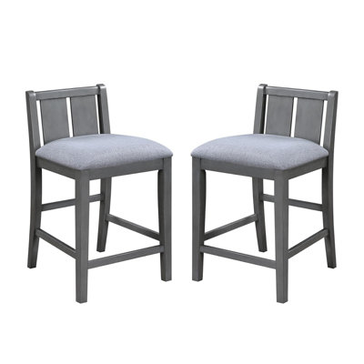 Ensemble de 2 chaises à hauteur de comptoir avec siège rembourré, gris