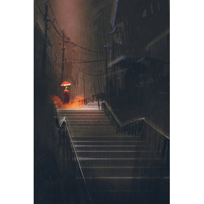 «Man with Umbrella» par Grandfailure - peinture sur toile tendue
