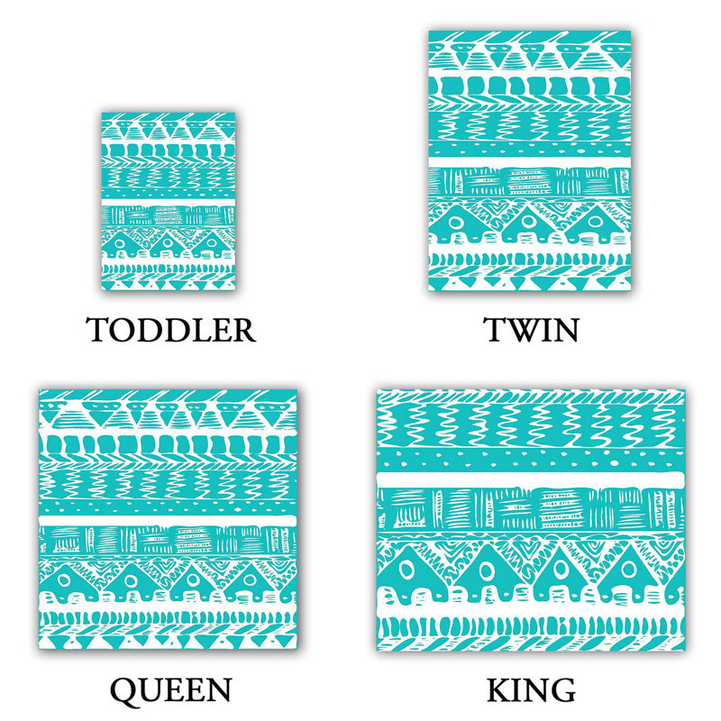 Ensemble de housse de couette boho aztec, 1 housse de couette grand + 2 taies standards, Bleu