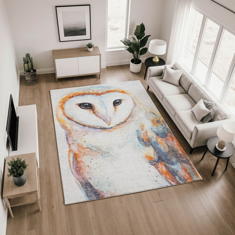 Premium Machine Washable Mayfield AMF2280 Animal Rug, 5' x 7'6", Ivory