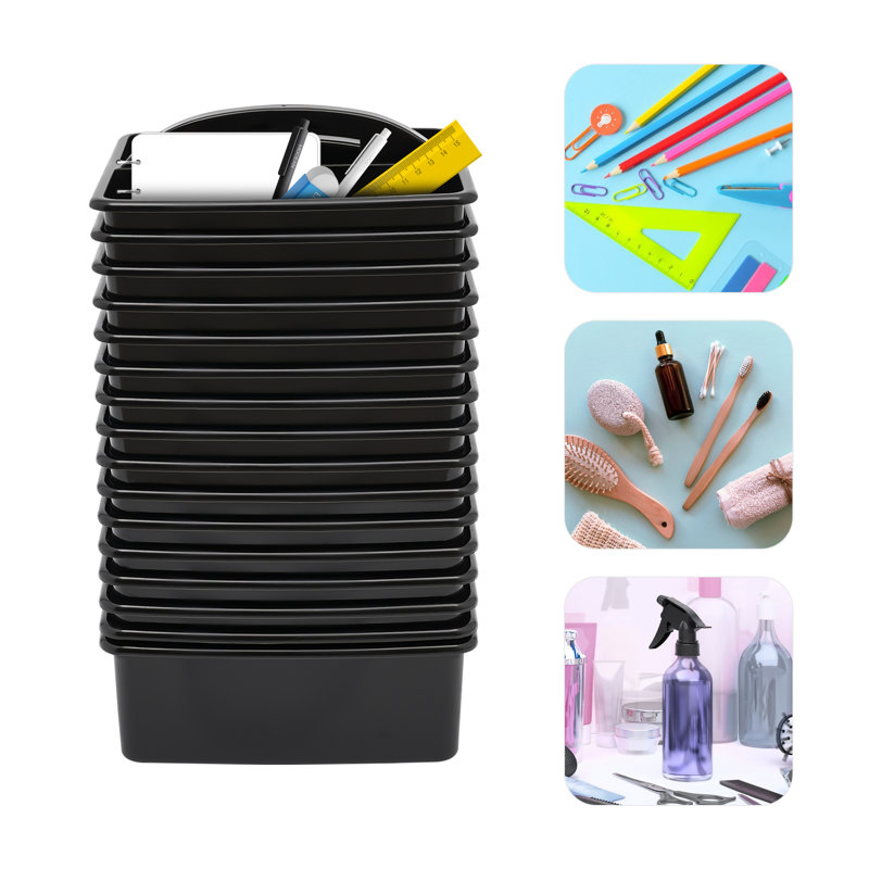 3-Compartment Portable Plastic Storage Set, Black