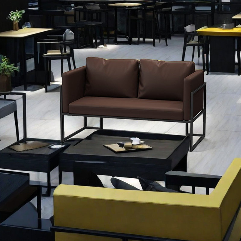 Banc rembourré en similicuir Lorilyn, Café