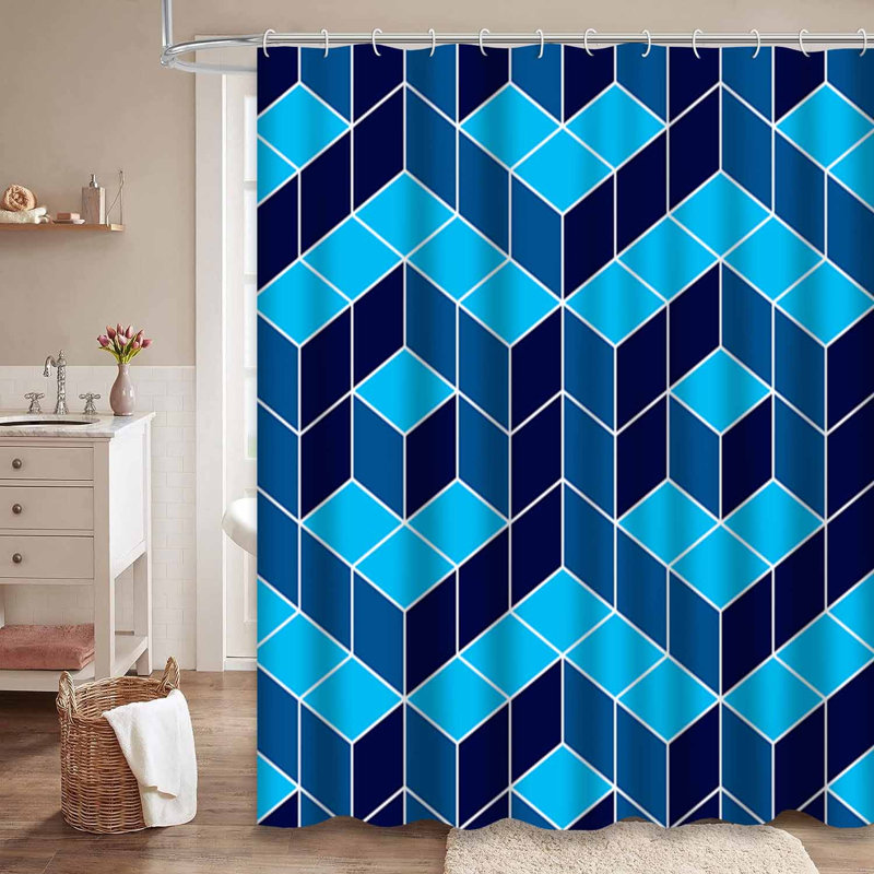 Rideau de douche à 12 crochets de style géométrique à technologie abstraite, L 72 po x l 84 po