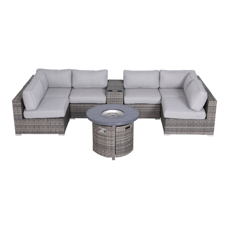 Ensemble de conversation modulaire avec coussins 8 pièces Biles Gray